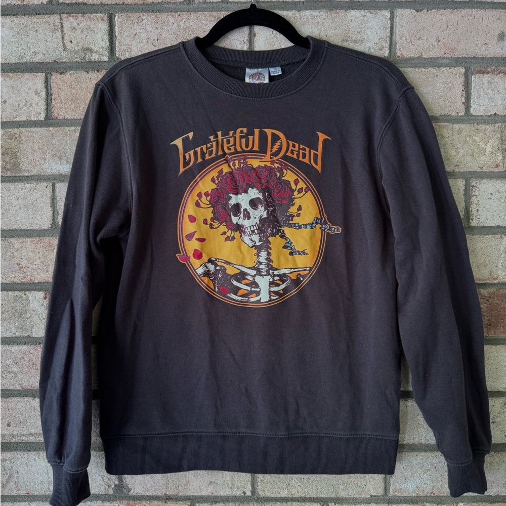 Grateful Dead Black Crewneck Sweatshirt with Psychedelic Skeleton Design